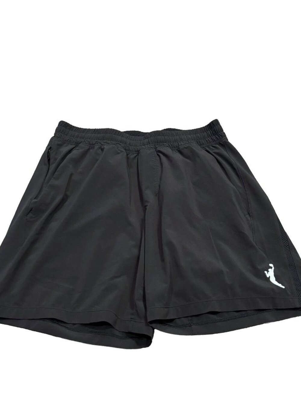 Lululemon Mens Black Lined Running Shorts S Zip Pockets Logo